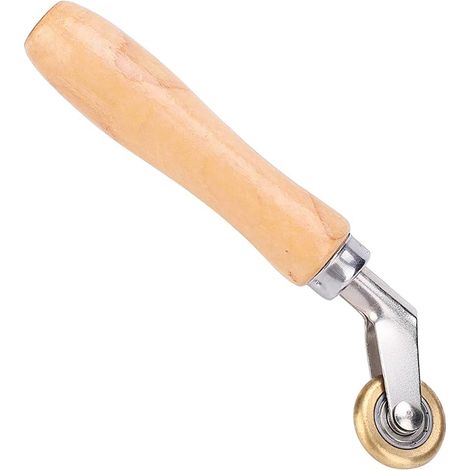Brass Welding Roller with Wooden Handle, 30mm Sewing Press Wheel for PVC/Tarpaulin/Welding Waterproof Material - Prevents Cracking (1/5)
