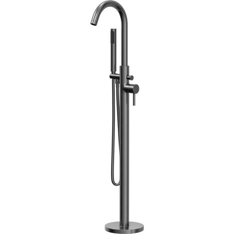 Colore Round Gunmetal Grey Freestanding Bath Shower Mixer Tap (1/5)