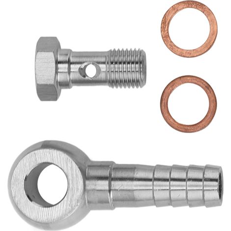 Adaptateur de vis banjo de frein M10x1.0 vers 1/4 po pour conduite de frein, avec rondelles, pour raccordements de canalisations. (1/5)