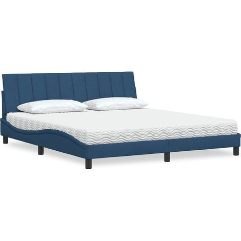 Lit avec matelas Hanko bleu 180x200 cm tissu (1/5)
