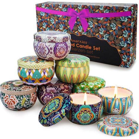 Coffret de 8 bougies parfumées en cire de soja, 60g chacune, pour aromathérapie et décoration (1/5)
