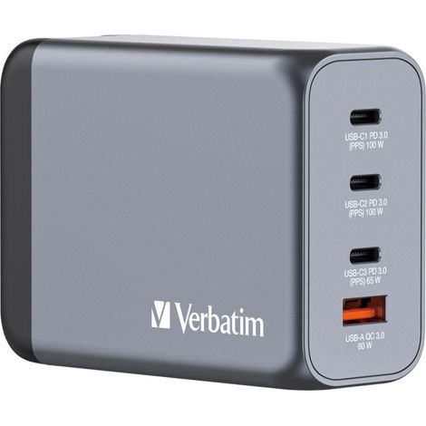 Verbatim GaN GNC-200 Wandladegerät 3xUSB-C PD (2x100W+65W) 1xUSB-A QC 3.0 (1/5)