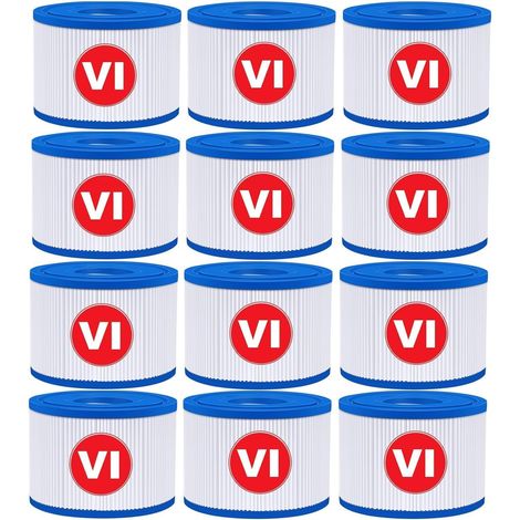 Cartouche filtrante VI pour spa, piscine et jacuzzi – Lot de 12 pièces compatible Bestway 58323E, Coleman Saluspa 90427E et Lay-Z-Spa. Filtre de rechange haute performance pour une eau claire et propr (1/5)