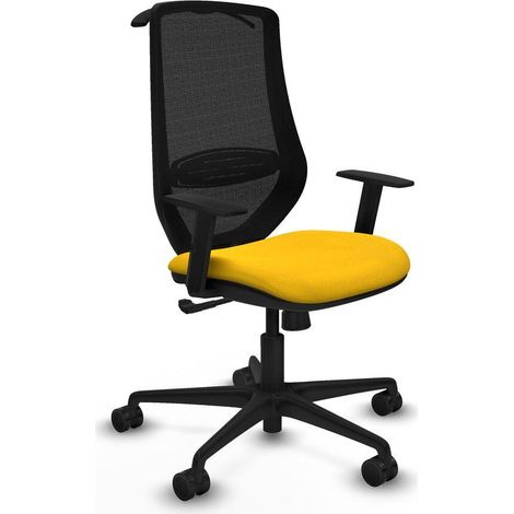 Piqueras y Crespo Silla de oficina ergonómica amarilla
