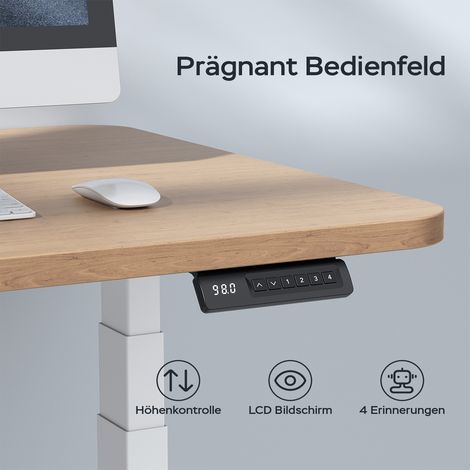 Bureau assis-debout électrique double moteur, hauteur ajustable 62-127cm, éclairage LED intégré, mémoire de positions, poste de travail ergonomique (1/5)