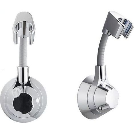 Support pommeau de douche sans perçage, accroche mural pour douchette, support de douche résistant jusqu'à 5 kg, accessoire salle de bain argent (1/5)