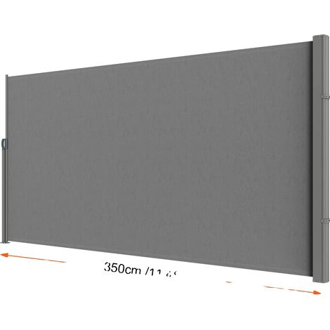 Store latéral rétractable, imperméable, protection UV, 180x350cm Gris (1/2)