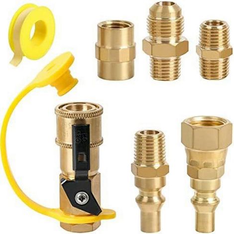 Kit adaptateur à connexion rapide pour propane, kit de vanne d'arrêt avec raccord rapide NPT 1/4 pouce, compatible avec les raccords de tuyau de VR (1/5)