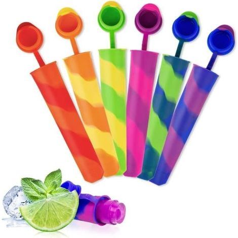 Silikon-Eisformen mit Deckel – 6er-Set – Bunt (1/4)