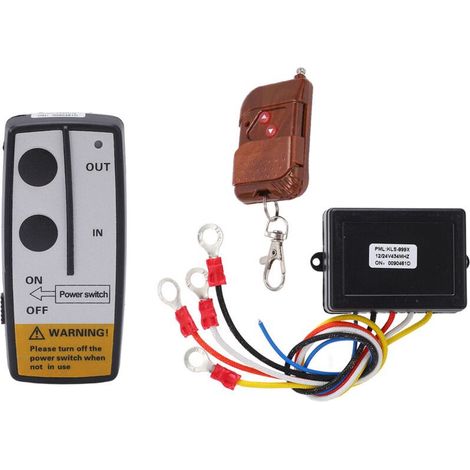 Kit de Télécommande de Treuil sans Fil Universel 75 Pieds DC 12V 24V, Conception D'antenne Intégrée pour Véhicules Tout-Terrain et Treuils de VTT, Matériau ABS (1/5)