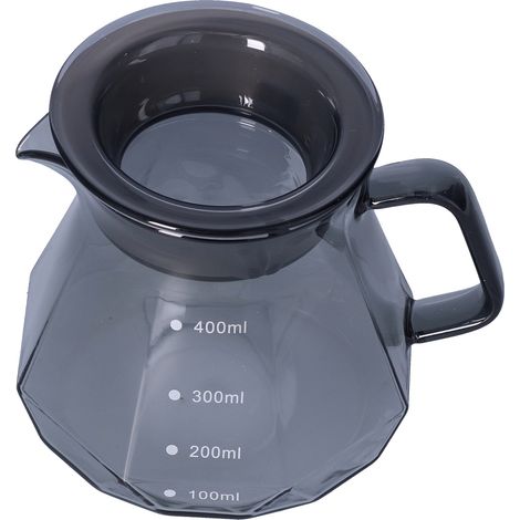 Verseuse à café en verre transparent noir 400 ml, résistante à la chaleur, carafe de partage pour filtre goutte à goutte. (1/5)