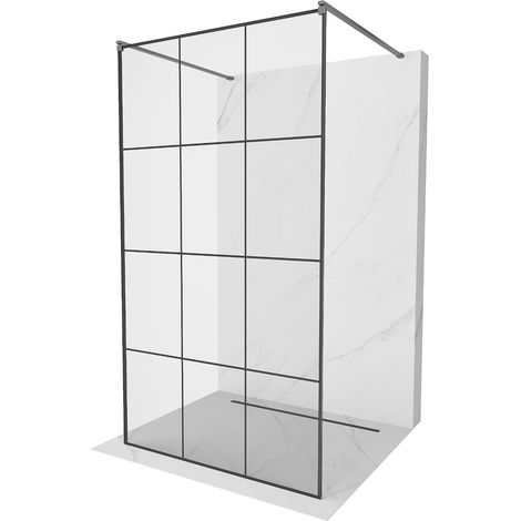 Mexen Kioto freistehende Duschwand 120 x 200 cm, schwarzes Muster 8 mm, Gun Metal - 800-120-002-95-7