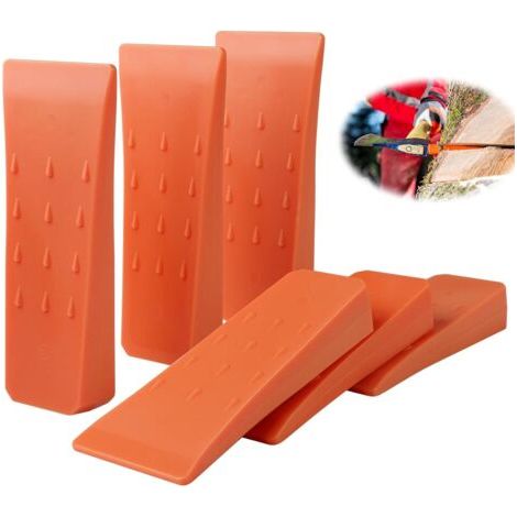 6 Pièces D'Abattage pour Tronçonneuse, Coin Abattage ABS Plastique, Cale Dabattage pour l'Abattage Contrôlé des Arbres, 15.26.62.5cm Coins D'Arbres(Orange)