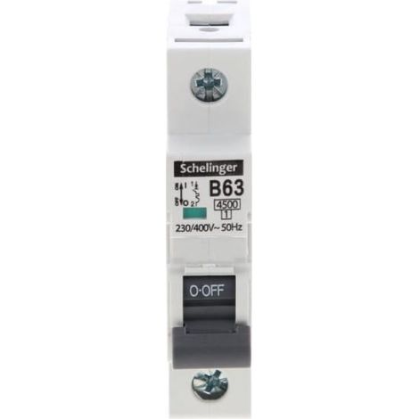 Interruttore automatico 1P B 63A 4,5kA AC Schelinger A02-G7-1P-B63