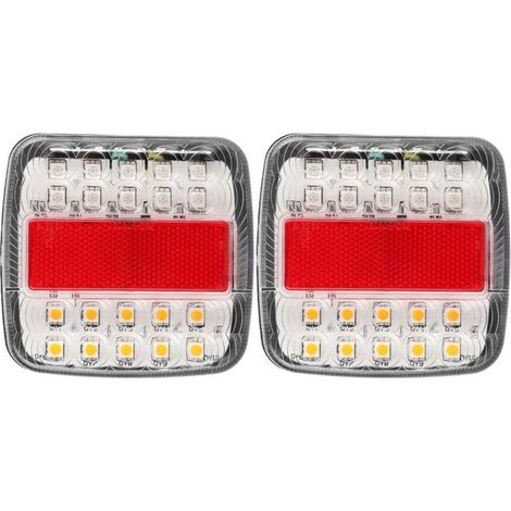 2 pièces 12V/24V 20LED feux arrière Double couleurs pour camion remorque (couvercle de lampe blanc) (1/5)