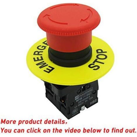 2 pièces 22mm 2 NC champignon rouge arrêt d'urgence bouton-poussoir AC 660V 10A HB2-ES544 (1/5)