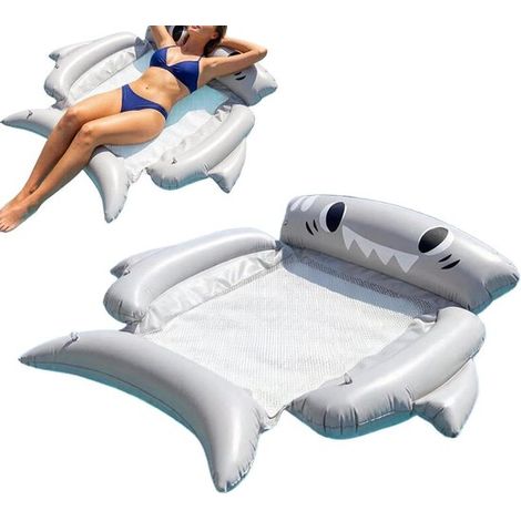 Schwimmringe für Erwachsene – Aufblasbares Luftbett – Entspannung im Wasser – Kompakt faltbar – 120 x 125 cm – Grauer Hai