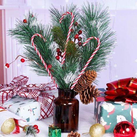 30 décorations de Noël, canne en plastique torsadée, ornement suspendu rouge blanc vert, pour sapin et intérieur (1/5)