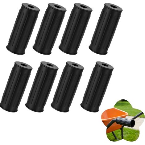 Lot de 8 poignées de brouette - 10 x 3,2 x 3,2 cm - Poignées en caoutchouc antidérapantes - Poignées de rechange pour roue de brouette - Poignées en PVC souple pour diable, tondeuse à gazon (1/5)
