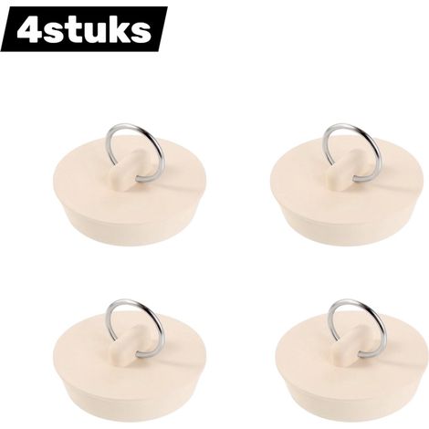 Lot de 4 bouchons d'évacuation universels en caoutchouc souple pour lavabo, diamètre 4,1 cm, étanches et anti-rayures, couleur blanche (1/5)