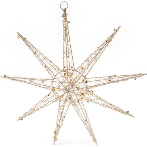 Fiocco di Neve "Diamonds" in metallo con luci a led da 50 cm