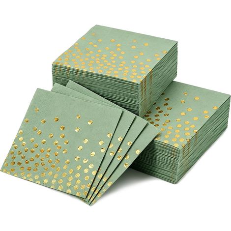 Lot de 60 serviettes vertes pour décoration de table, fêtes et célébrations, 25 x 25 cm, serviettes en papier pour homme, femme, fille, décoration d'anniversaire, serviettes vertes, serviettes pour (1/5)