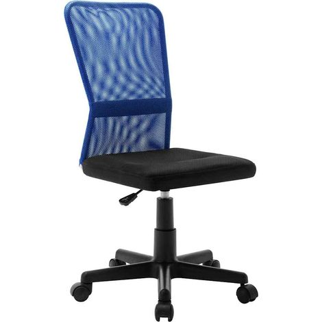 Sedia da Ufficio Nero e Blu 44x52x100 cm in Tessuto a Rete vidaXL (1/5)