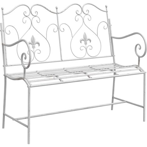 Maison Exclusive - Panchina da giardino Bianco Antico 104 x 54 x 93 cm Acciaio