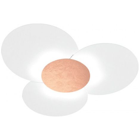Applique Contemporanea Clover Metallo Foglia Rame Vetro Bianco 3 Luci E27 (1/3)