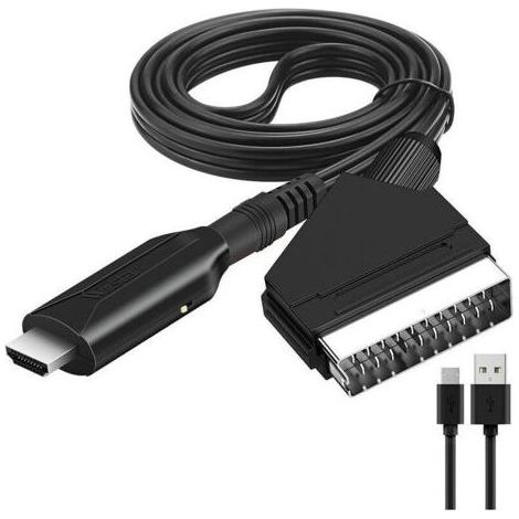 Adaptateur électrique,Câble péritel vers HDMI-Adaptateur péritel vers HDMI-Convertisseur audio vidéo péritel tout en un vers HDMI 1080p/720p (1/5)