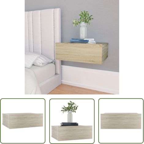 The Living Store Hängender Nachttisch Sonoma-Eiche 40x30x15 cm Holzwerkstoff - Hängender Nachttisch - Wand-Nachttisch - Nachtschrank - Kommode - Wohnzimmer Deko (1/5)