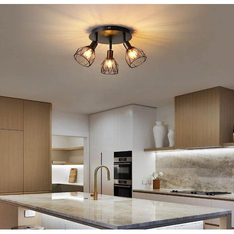 Spots de plafond, lot de 3 spots LED d'intérieur avec culot E14, spots de plafond noirs avec culot rectangulaire, spots LED rotatifs (1/3)