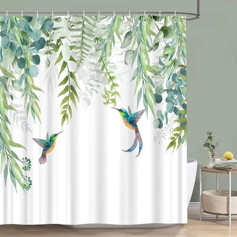Filiyano-Rideau de douche vert sauge, motif botanique, feuilles d'eucalyptus, aquarelle, feuilles vertes, rideau de salle de bain fleuri, décoration