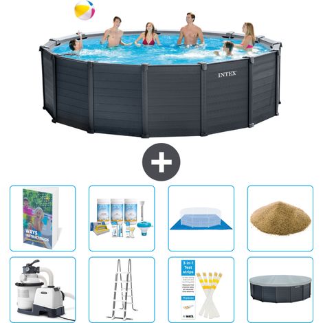 Intex Piscine Graphite Panel Ronde - 478x124 cm - 9-pièces  S569 (1/4)