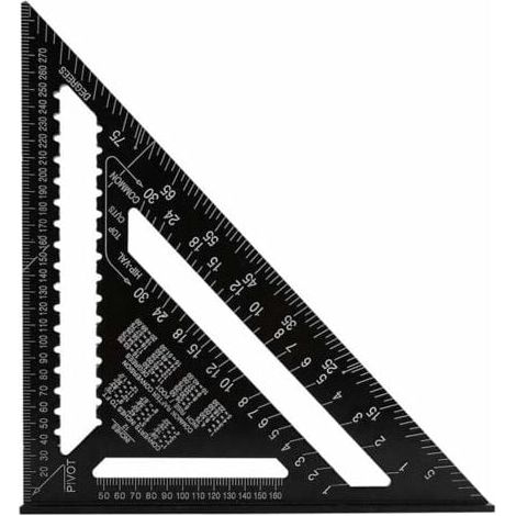 Professional Metric Triangle Square, 30cm/300mm High Precision Carpenter's Square, Aluminum Alloy Carpenter's Angle Ruler, Woodworking Measuring Tool, Speed Square, Black MUMU (1/4)