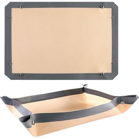 Due tappetini da forno in silicone con chiusure a scatto e clip angolari per teglie da forno a tenuta stagna o come pirofila/teglia da forno piatta (30 x 21 cm, 42 x 29,5 cm) (1/4)