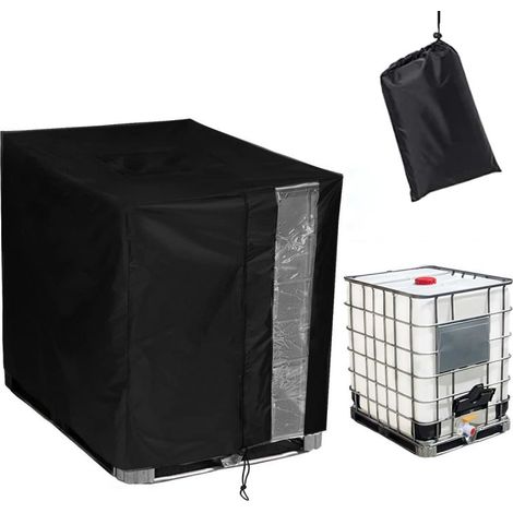 IBC-Containerabdeckung: Robuste, wasserdichte 600D-Abdeckung für 1000-Liter-IBC-Container – UV-beständig, mit Reißverschluss und transparenter Wasserstandsanzeige für die Regenwassernutzung im Freien