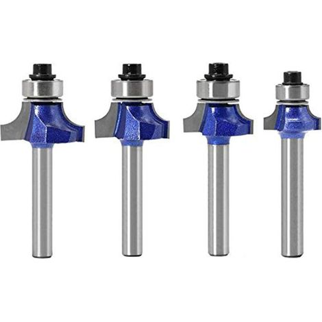 Lot de 4 fraises rondes en carbure de tungstène avec tige de 6,35 mm, diamètre de 0,6 cm, tailles : 1/8", 5/32", 3/16", 1/4" (1/5)