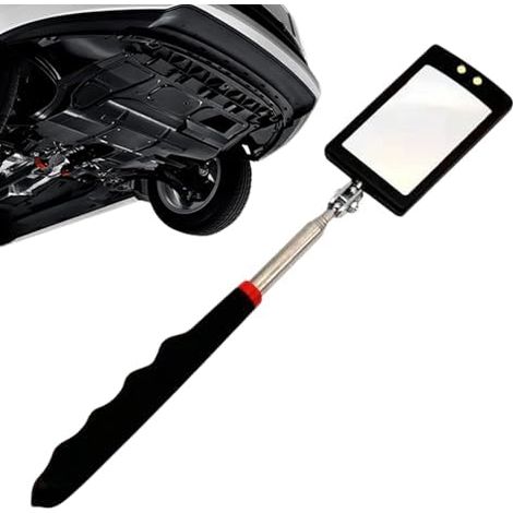 Miroir d'inspection télescopique - Outil Automobile avec éclairage LED et tête orientable,Miroir de Voiture pivotante pour Atteindre Les Angles  carré (1/5)