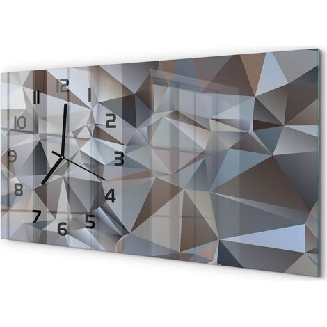 Horloge Murale Sans Tic-Tac 60x30 cm Verre Trempé Design Panoramique Triangles d'abstraction (1/5)