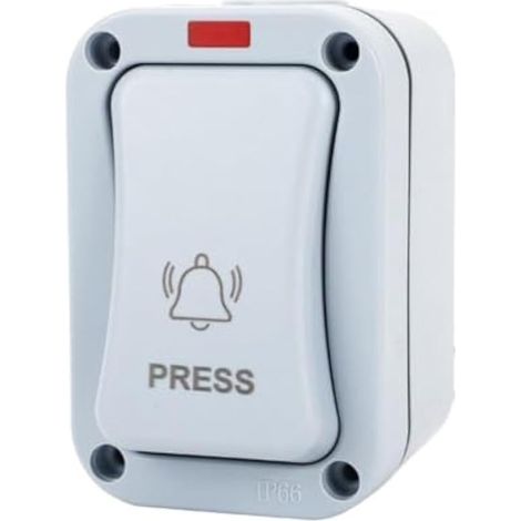 Interrupteur de sonnette de porte étanche pour extérieur Norme IP66, 20A AC250V Bouton poussoir illuminé pour usage industriel et commercial (1/4)