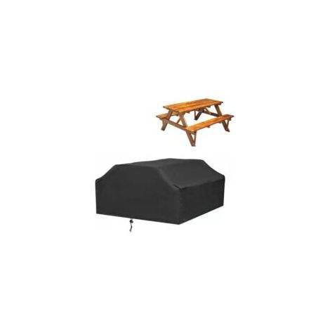 Funda integrada para mesa y sillas de jardín, funda para mesa de centro de exterior 210D, funda rectangular para banco de patio, adecuada para mesas de picnic y cocinas exteriores (n- Crezuo (1/4)