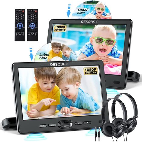 Lecteur DVD Portable Voiture 10,5", Double Écran, HDMI, USB/SD Entrée HDMI et AV pour connecter appareils compatibles. USB/SD jusqu'à 128 Go lit vidéos, musiques et photos, Last Memory (1/5)