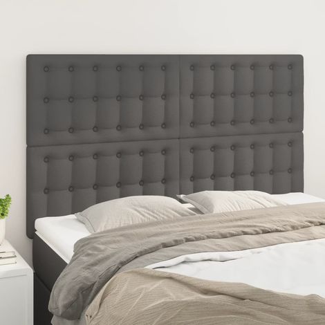 4 pcs Têtes de lit avec oreilles, Tableau décoratif de chevet élégante Gris 72x5x78/88 cm Similicuir SDG40614 (1/5)