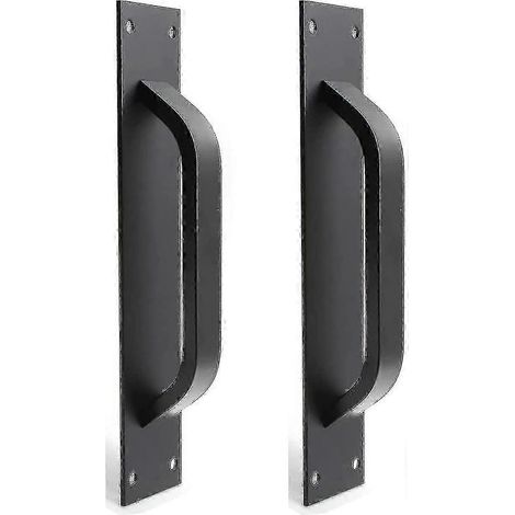 Lot de 2 poignées de porte de grange en alliage de zinc - Poignées de porte coulissante pour porte coupe-feu, poignées de porte de placard (noir) (1/4)