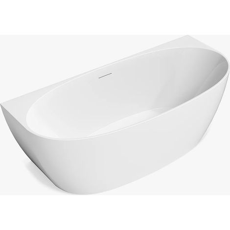Baignoire semi îlot - 170 x 80 x 58 cm - Acrylique - Blanche - 252 L - AMOSARI