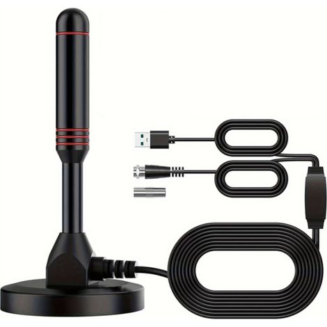 2024 Nouvelle Antenne TV Intérieur Puissante TNT,500KM Longue Portée et Antenne TV Intérieure à 360 °,pour 1080P 4K-5m (Black) (1/5)