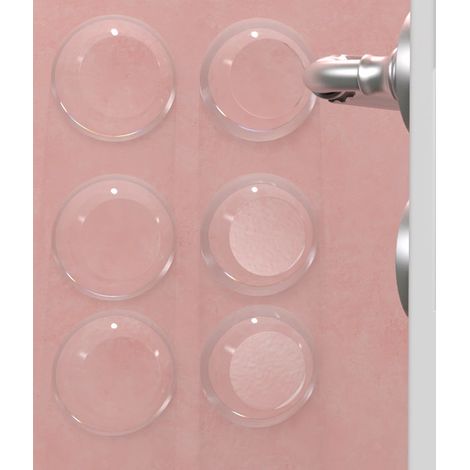 Butée de porte murale, butée de porte transparente, butée de porte adhésive, amortisseur de chocs, protection de poignée de porte pour cuisine, salle de bain, bureau (rond, lot de 6) (1/5)