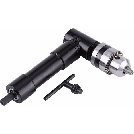 Mandrin d'extension à tête en métal à angle droit pour perceuse électrique,Adaptateur de Mandrin à Angle Droit Auto-Serrant pour Perceuse électrique 8 mm (1/5)