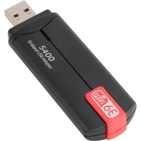 Adaptateur USB WiFi 6E - Tri Bande 2,4 GHz / 5 GHz / 6 GHz - Débit jusqu'à 5400 Mbps - Pour PC Bureau et Portable - 1 Pièce (1/4)